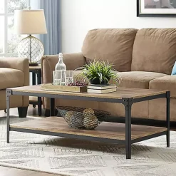 New Kirklands Home Barnwood Angle Iron Coffee Table Brown