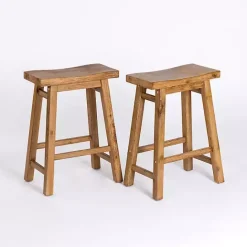 Sale Kirklands Home Barnwood Sonoma Saddle Counter Stools, Set of 2 Brown
