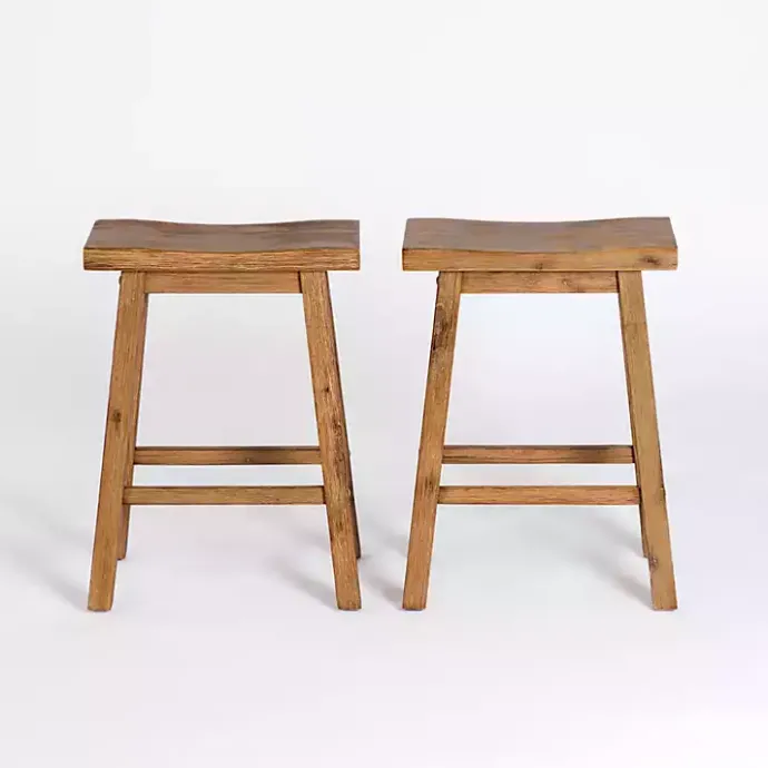 Sale Kirklands Home Barnwood Sonoma Saddle Counter Stools, Set of 2 Brown