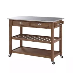 Sale Kirklands Home Barnwood Sonoma Stainless Steel Top Kitchen Cart Brown
