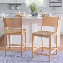 Best Kirklands Home Basketweave Seat Counter Stools, Set of 2 Tan