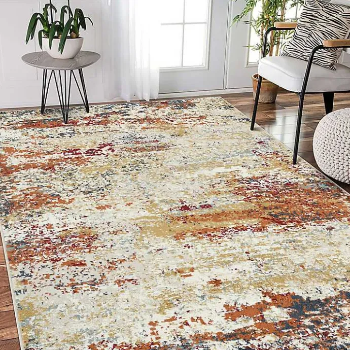 Best Kirklands Home Bastia Ivory Orange Area Rug, 5x7 Multi