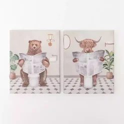Online Kirklands Home Bathroom Animals Canvas Art Prints, Set of 2 White