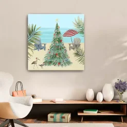 Best Kirklands Home Beach Christmas Tree Canvas Art Print, 30x30 in.