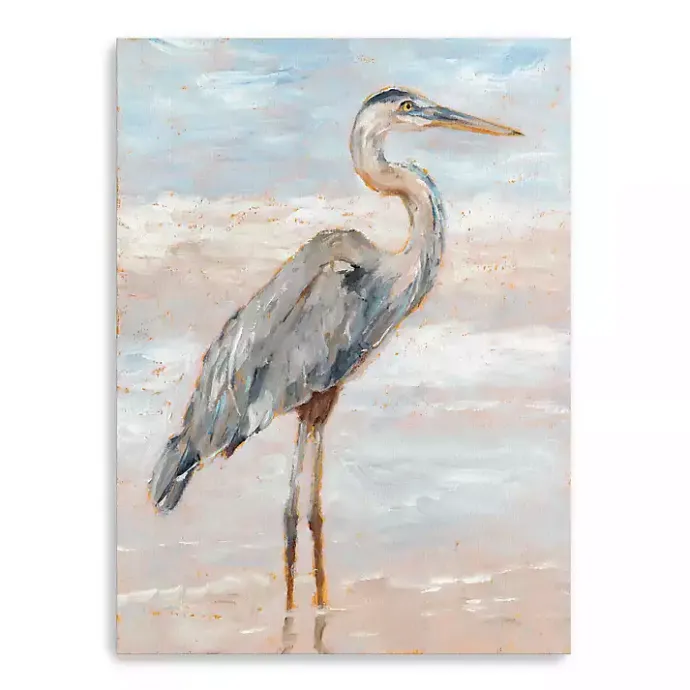 Discount Kirklands Home Beach Heron I Giclee Canvas Art Print, 48x36 in. Blue