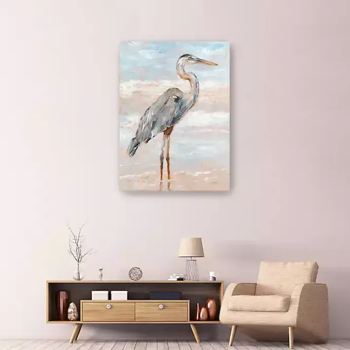 Discount Kirklands Home Beach Heron I Giclee Canvas Art Print, 48x36 in. Blue