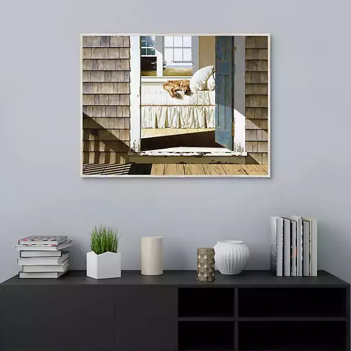 New Kirklands Home Beach House Dog Framed Canvas Art Print