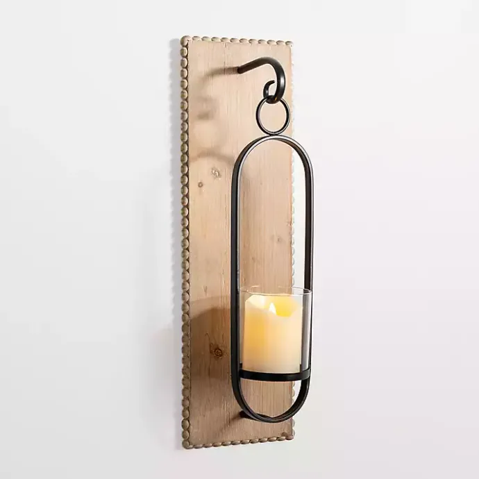 Discount Kirklands Home Beaded Trim Wood and Metal Sconce
