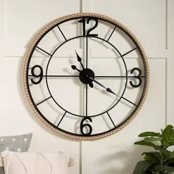 New Kirklands Home Beaded Wood and Metal Open Wall Clock