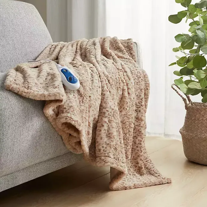 Best Kirklands Home Beautyrest Leopard Faux Fur Oversized Heated Throw Brown