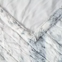 New Kirklands Home Beautyrest Silver Faux Fur Oversized Heated Throw