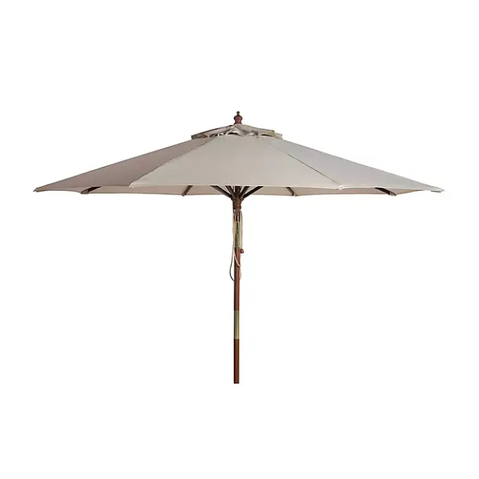 New Kirklands Home Beige 9 ft. Eucalyptus Outdoor Umbrella Tan