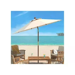 New Kirklands Home Beige 9 ft. Eucalyptus Outdoor Umbrella Tan