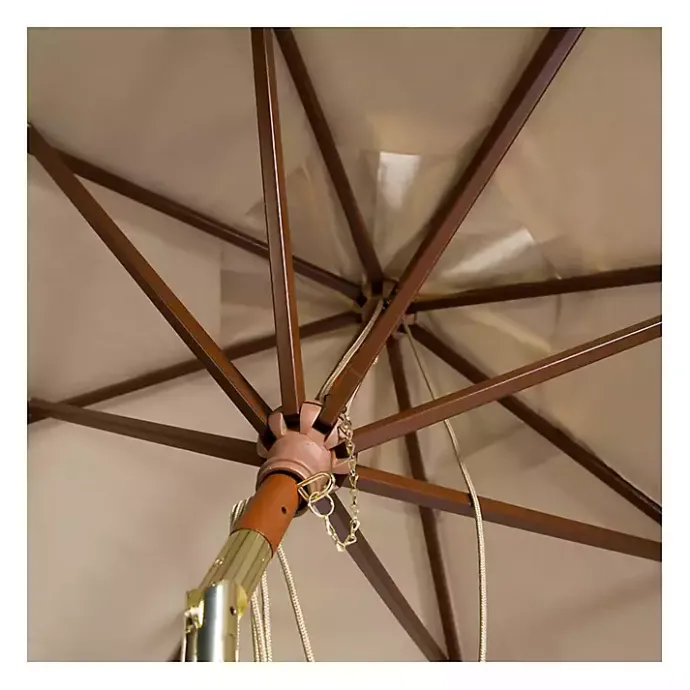 New Kirklands Home Beige 9 ft. Eucalyptus Outdoor Umbrella Tan
