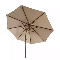 New Kirklands Home Beige 9 ft. Eucalyptus Outdoor Umbrella Tan