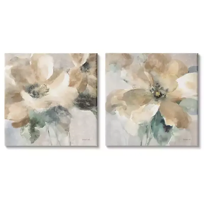 Outlet Kirklands Home Beige Abstract Flowers Canvas Art Prints, Set of 2 Tan
