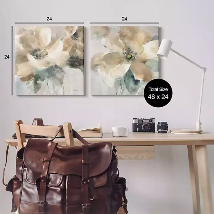 Outlet Kirklands Home Beige Abstract Flowers Canvas Art Prints, Set of 2 Tan