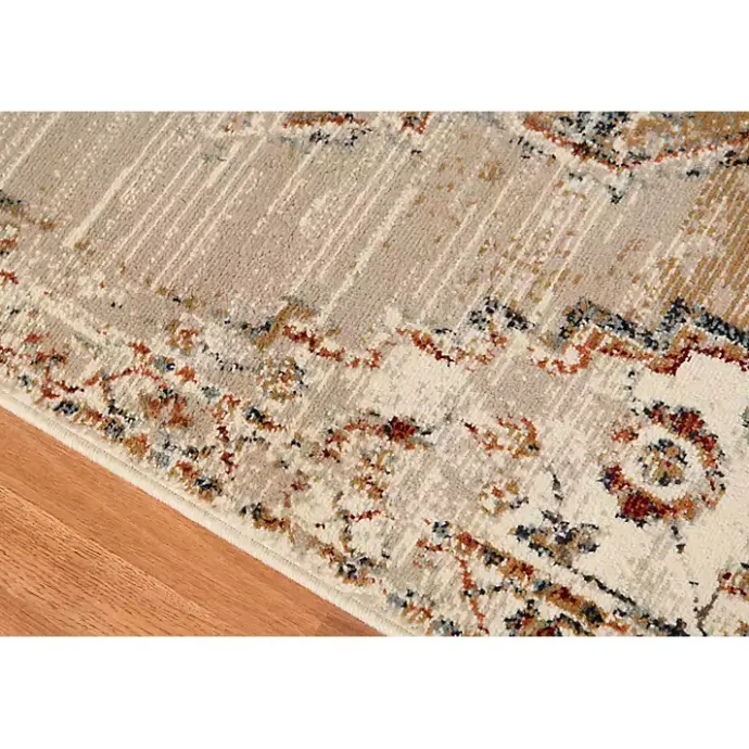 Sale Kirklands Home Beige and Gold Medallion Area Rug, 5x7