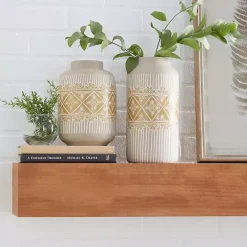 Kirklands Home Beige and Yellow Acanthus Print Vases, Set of 2