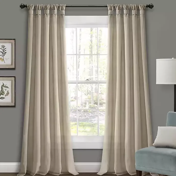 Best Kirklands Home Beige Burlap Knotted Curtain Panel Set, 108 in. Tan