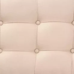 Clearance Kirklands Home Beige Button Tufted Bench with Mirrored Base Tan