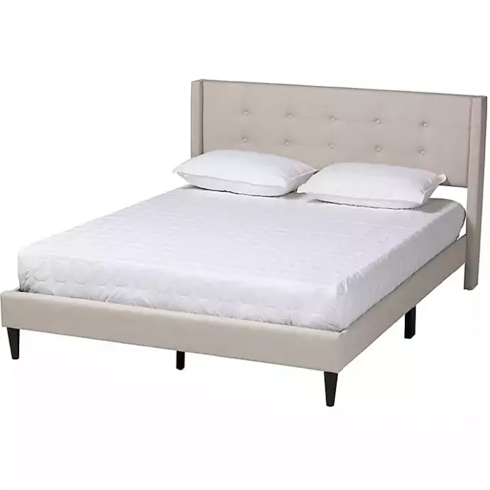 Best Kirklands Home Beige Button Tufted Headboard Full Platform Bed Tan