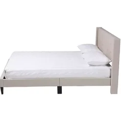 Best Kirklands Home Beige Button Tufted Headboard Full Platform Bed Tan