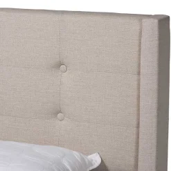 Best Kirklands Home Beige Button Tufted Headboard Full Platform Bed Tan