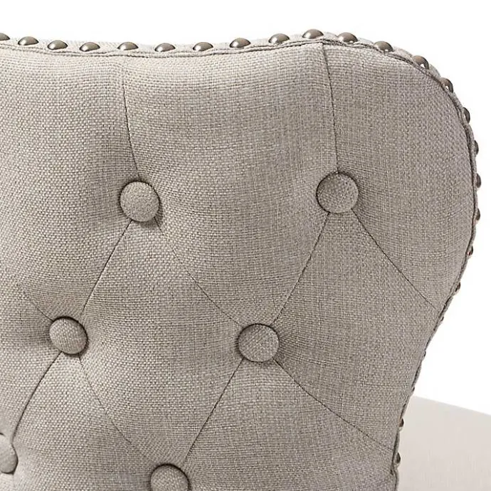 Discount Kirklands Home Beige Button Tufted Swivel Bar Stools, Set of 2 Ivory