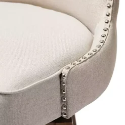 Discount Kirklands Home Beige Button Tufted Swivel Bar Stools, Set of 2 Ivory