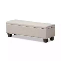 Online Kirklands Home Beige Button-Tufted Upholstered Storage Bench Tan