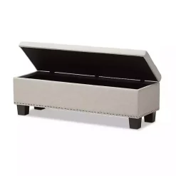 Online Kirklands Home Beige Button-Tufted Upholstered Storage Bench Tan