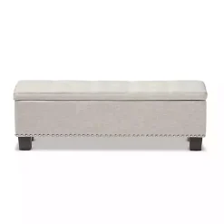 Online Kirklands Home Beige Button-Tufted Upholstered Storage Bench Tan