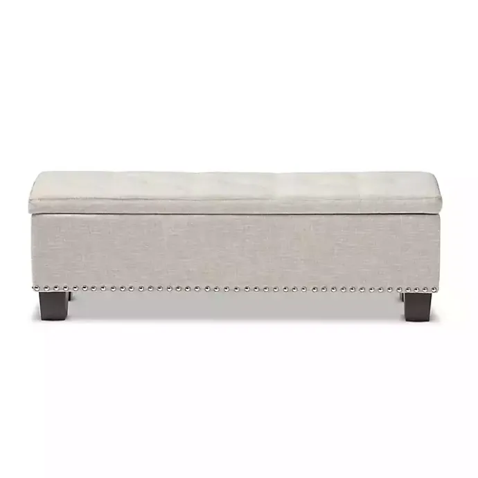 Online Kirklands Home Beige Button-Tufted Upholstered Storage Bench Tan
