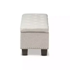 Online Kirklands Home Beige Button-Tufted Upholstered Storage Bench Tan