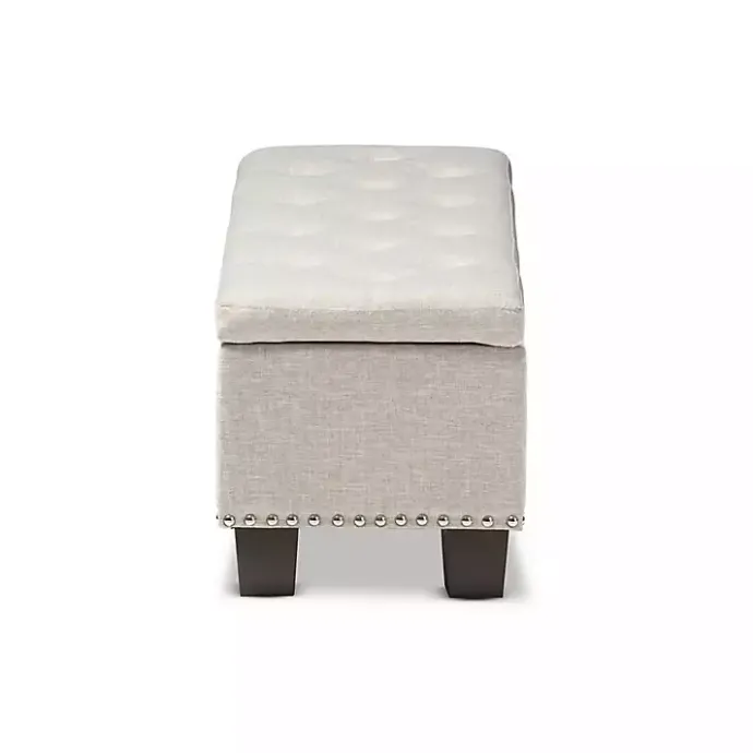 Online Kirklands Home Beige Button-Tufted Upholstered Storage Bench Tan