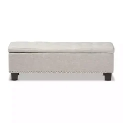 Online Kirklands Home Beige Button-Tufted Upholstered Storage Bench Tan