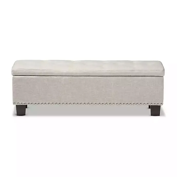 Online Kirklands Home Beige Button-Tufted Upholstered Storage Bench Tan