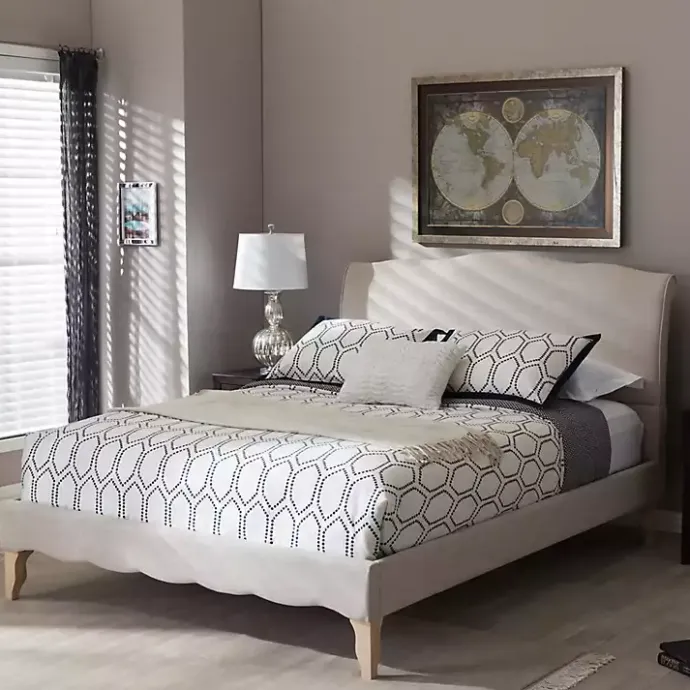 Best Kirklands Home Beige Classic French Queen Platform Bed Tan