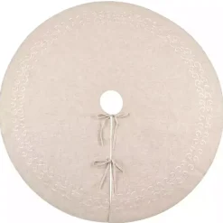Best Kirklands Home Beige Embroidered Tree Skirt Tan