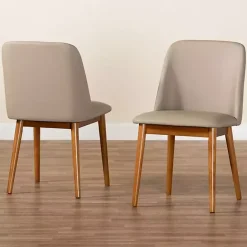 Clearance Kirklands Home Beige Faux Leather Modern Dining Chairs, Set of 2 Tan