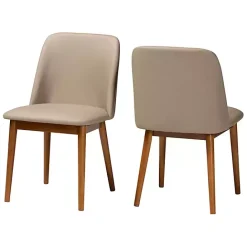 Clearance Kirklands Home Beige Faux Leather Modern Dining Chairs, Set of 2 Tan