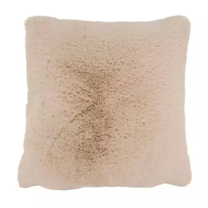 Outlet Kirklands Home Beige Faux Rabbit Fur Pillow Tan