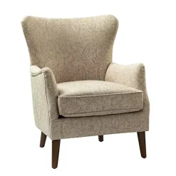 Discount Kirklands Home Beige Floral Damask Wingback Accent Chair Tan