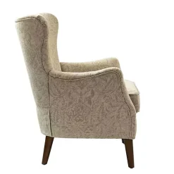 Discount Kirklands Home Beige Floral Damask Wingback Accent Chair Tan