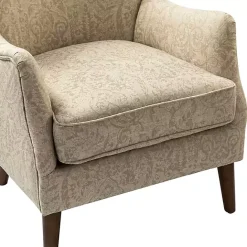 Discount Kirklands Home Beige Floral Damask Wingback Accent Chair Tan
