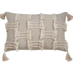 Online Kirklands Home Beige Frayed Tassel Lumbar Pillow