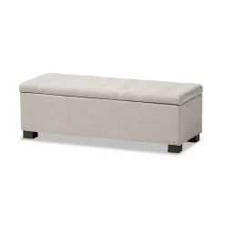 Sale Kirklands Home Beige Grid-Tufted Contemporary Storage Bench Tan
