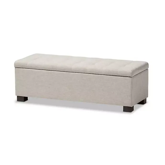 Sale Kirklands Home Beige Grid-Tufted Contemporary Storage Bench Tan