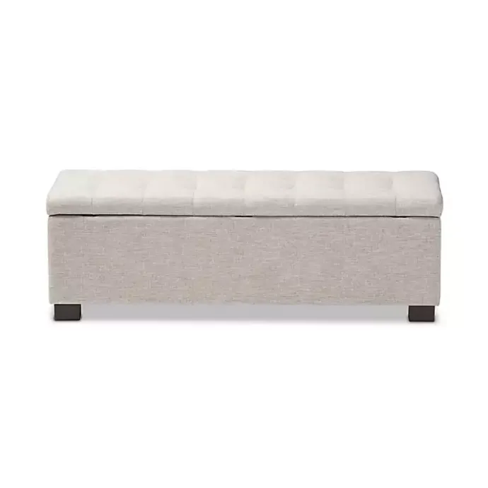 Sale Kirklands Home Beige Grid-Tufted Contemporary Storage Bench Tan